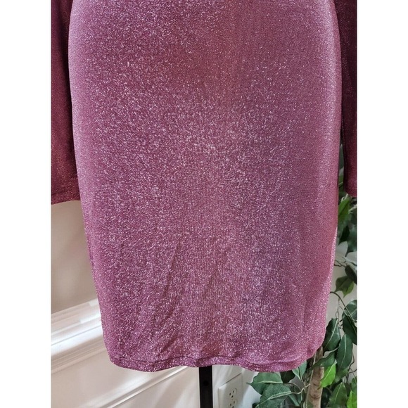 Wild Fable Pink Nylon Cut Out Lurex Long Sleeve Casual Knee Length Dress Large - Picture 4 of 9